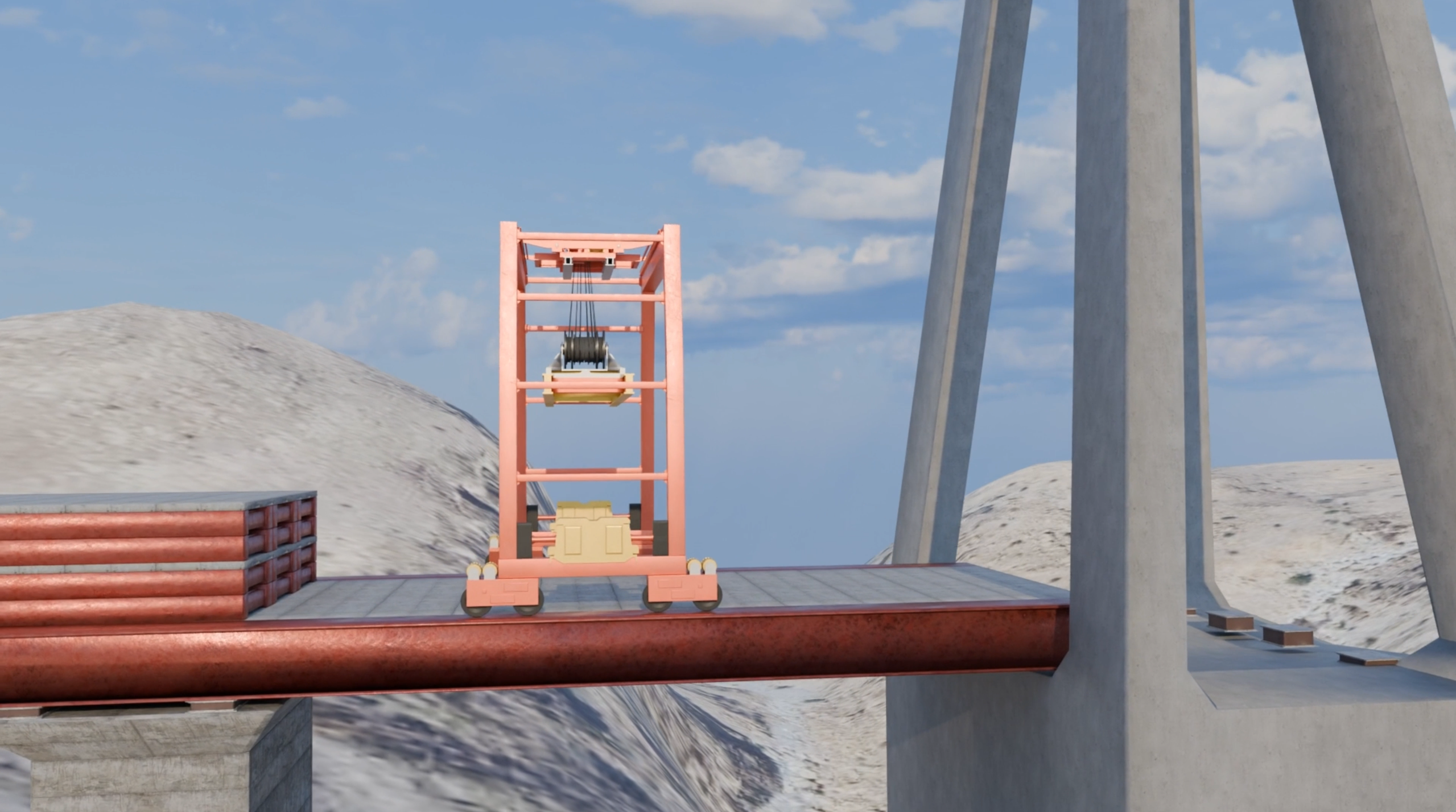 Al-Shahin bridge – aerial view render